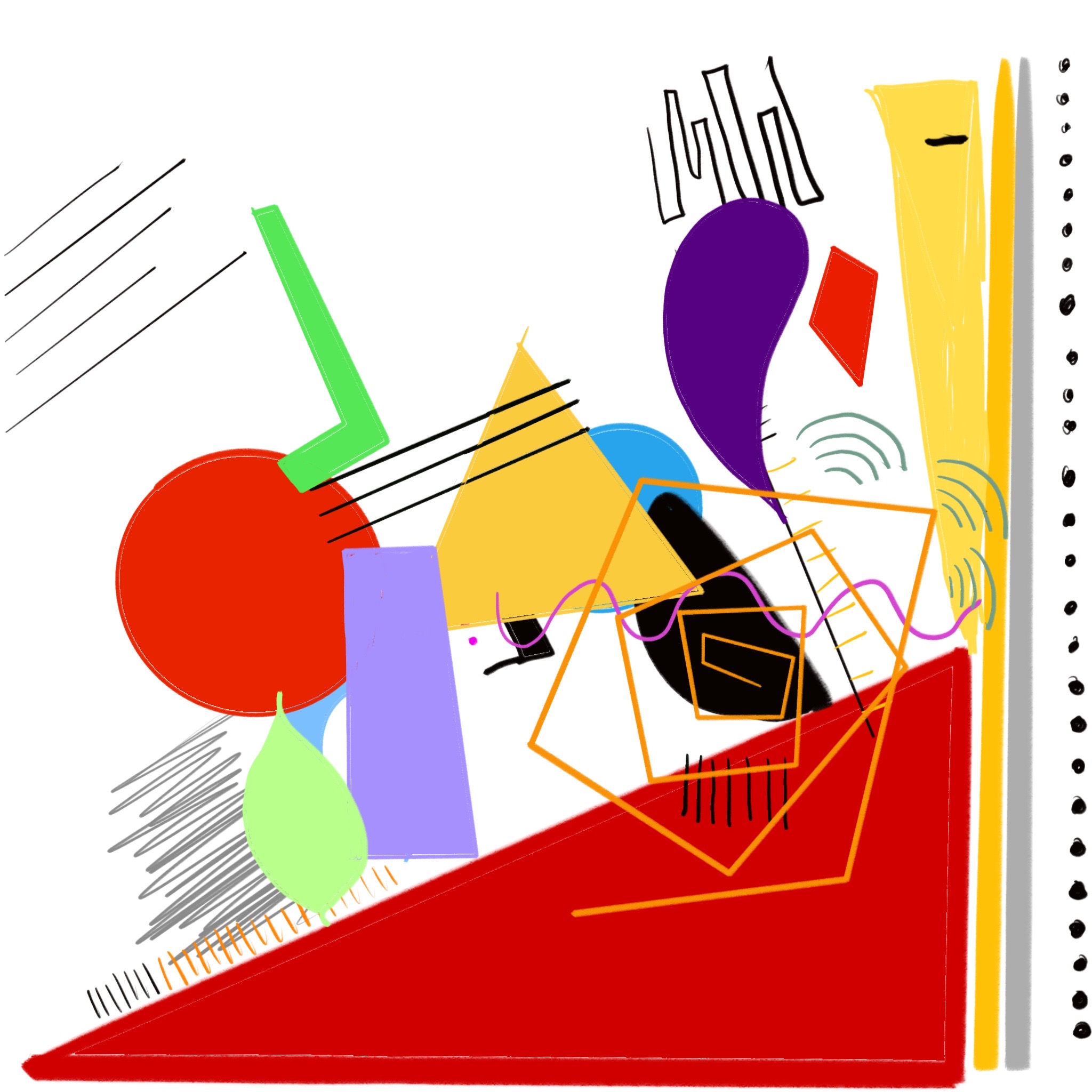 It occurred to me what it would be like to combine this new selfie with the one I drew earlier following Giorgia's survey. Because all of these questions already do a good job of roughly summarizing the portrait of me as a person. Therefore, I combined the two selfies to get this more complex and colorful selfie. I can resonate more with this selfie, it's colorful, complex and yet expresses me well.