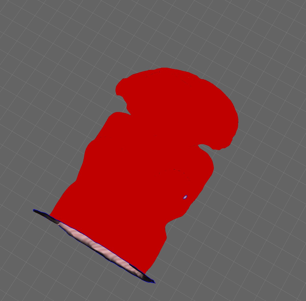 I imported the statue into Meshmixer. unlike Steve's tutorial, my model turned red after import. I was a little freaked out at first because I was worried that an unknown problem was causing the model to show up red, which would affect my ability to edit the model. Then after a few tries, I came to the conclusion that the reason the model was red was most likely because I was importing the model from C4D into Meshmixer and it was the material that changed the color of the model. If I had imported the file directly from Scaniverse, it probably would have kept the original color and material.
