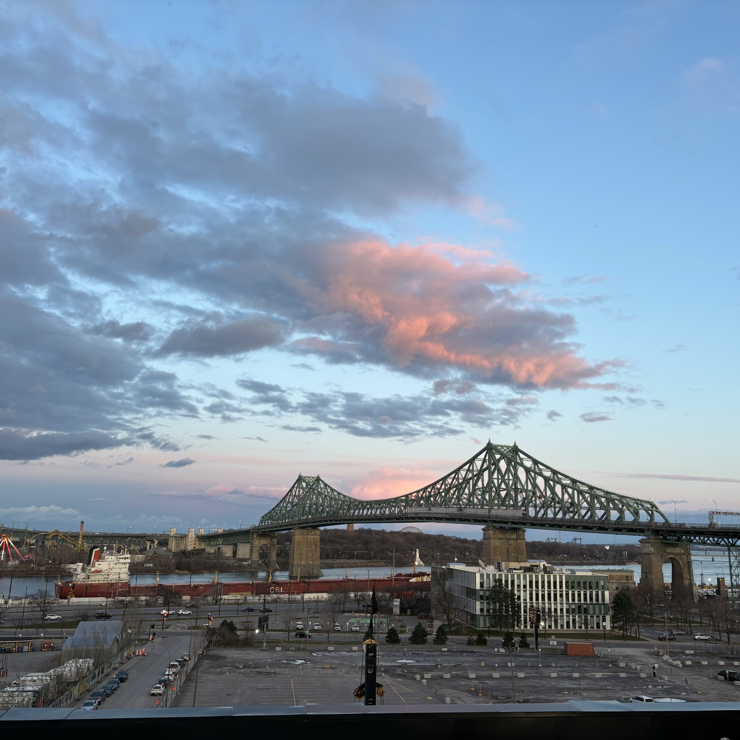 Jacques Cartier Bridge taken from the balcony.Honestly I don't give any meaning to this image, I had just moved to a new apartment whose selling point was the best view of the bridge in all of Montreal, so I often took pictures of the bridge from my balcony. Interestingly, my group members were able to sense that I might be someone with a strong interest in industry (I admit that's true, as I come from an industrialized city, and things related to industry remind me of my hometown) and they also thought that the sky and the view gave them a sense of the serenity and purity of the time I was there. Overall, the workshop was very interesting because we were able to discover that photographs can convey a person's personality, and that by comparing other people's perceptions with our own, we were able to deepen our own perceptions of ourselves.