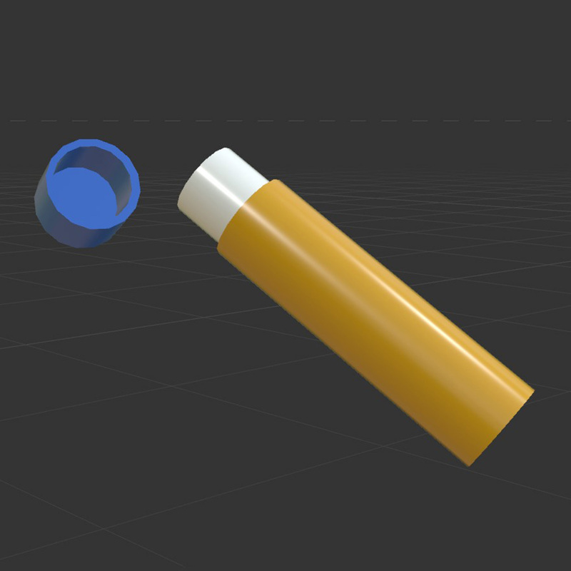 In modeling the lipstick, I became more adept at using the zoom function as well as the copy shortcut. As I learned more about Cinema4D, I realized in retrospect that there were a few details missing from this modeling, such as the bottom of the lipstick, and a portion of the plastic shell that protects the balm. These will be filled in as I become more proficient with Cinema4D.