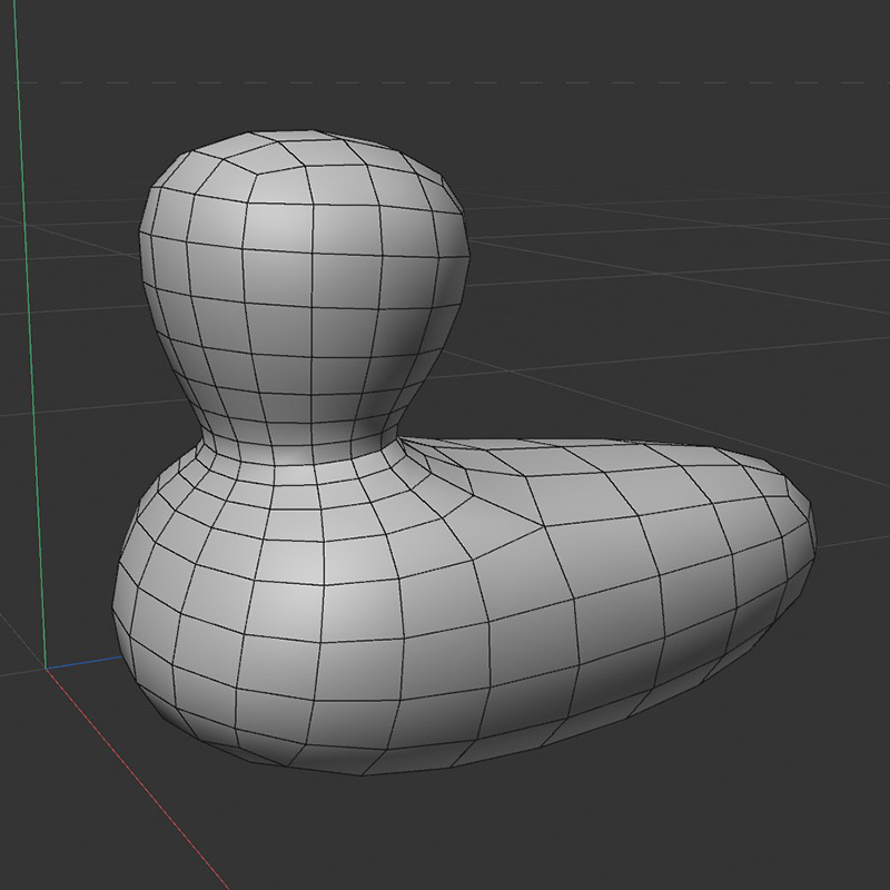 I started modeling the rubber duck from a cube.Loop cut and loop selection tools are used.