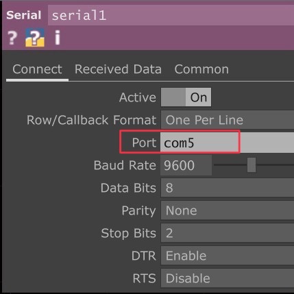This is my first time using TouchDesigner and also my first time connecting it with Arduino. At the beginning of my practice, I couldn’t correctly transfer Arduino data into TouchDesigner because I didn’t adjust the Port parameter in the Serial DAT. The port must match the one used by the Arduino. This is the first thing I learned.
