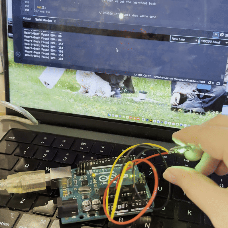 During testing of the heart rate sensor, we noticed that the readings were inaccurate, with values far below a normal adult heart rate. We investigated possible causes and tried different versions of the code, but this did not lead to significant improvement. Eventually, we rebuilt the circuit and found that the issue was caused by nearby movement and the device not being placed stably enough.