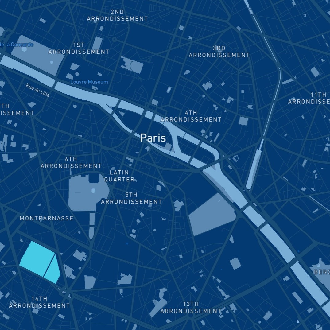 For this attempt, I dragged a monochrome image into Cartogram to see what kind of style I would get. The result is that Mapbox will saturate the monochrome to give a minimalist map style.