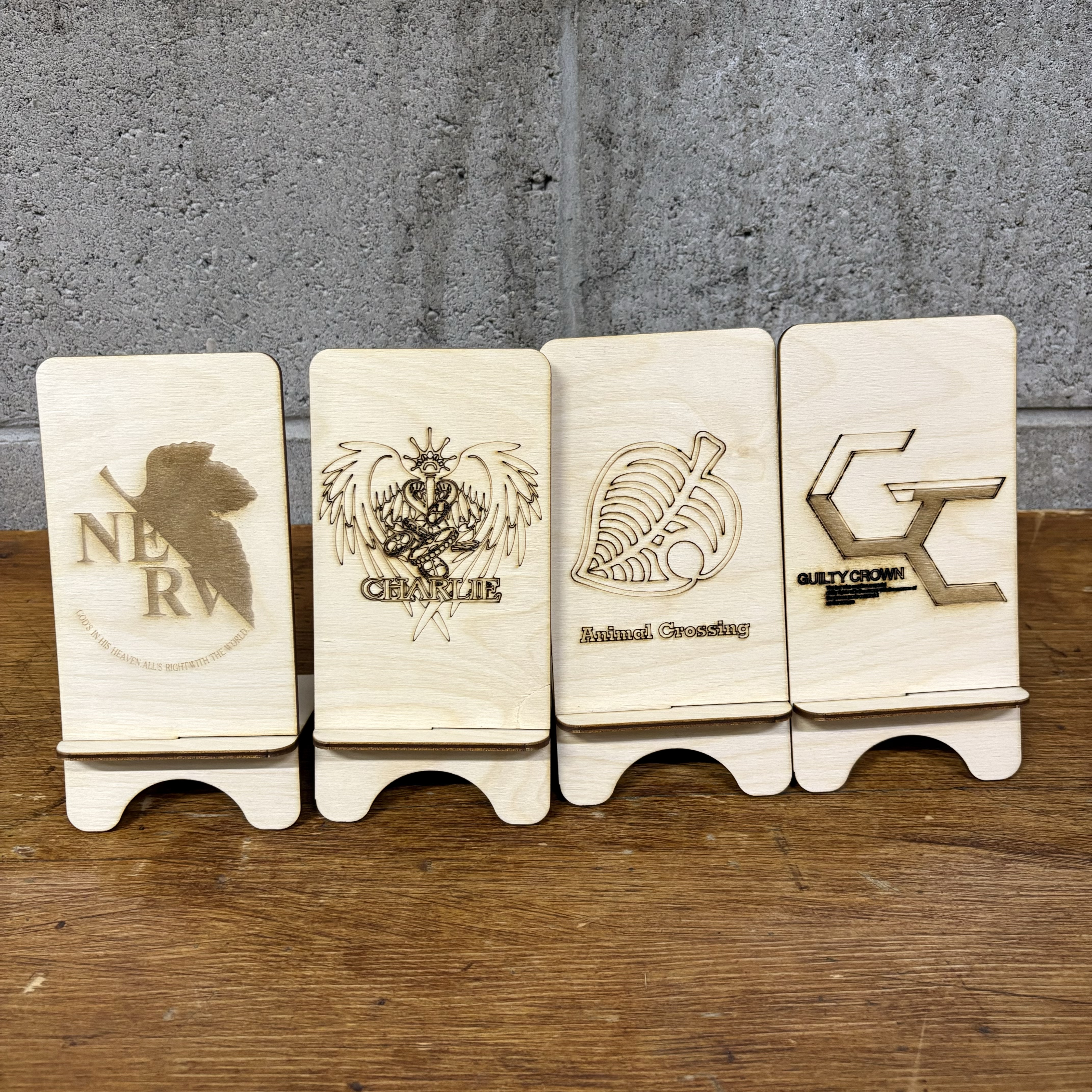 Laser cut work by four of our group. As you can see, because the color is not set properly, the part that should be engraved is scored, and even some of the shapes are partly scored and partly engraved. at the same time, the spacing and size of the lines are also very important, if the lines are thin and dense, it is easy to see clearly.